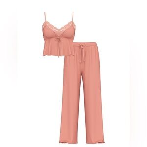 Victoria’s Secret Modal Soft Lace-Trim Cami & Wide-Leg Pant Set. Large Long